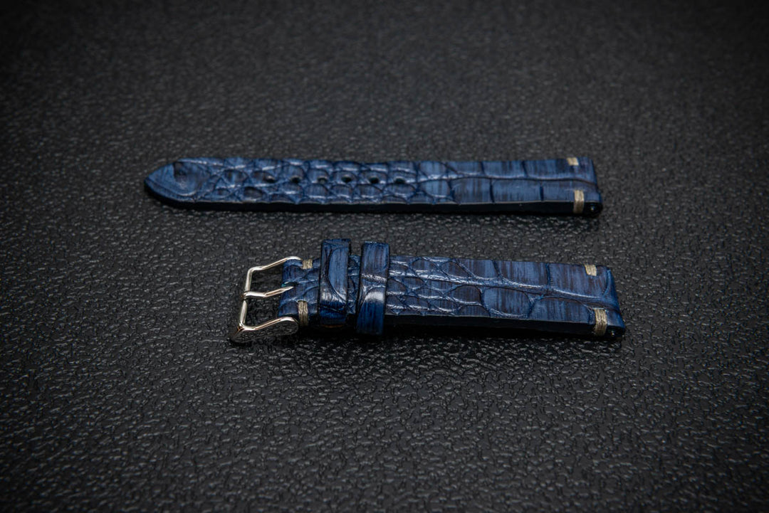 Sapphire Night Artisan Alligator Leather Watch Strap – Handmade in Finland, Limited Edition