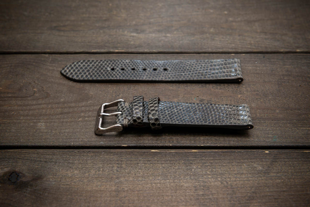 Storm Grey – Handmade Lizard Leather Watch Strap

