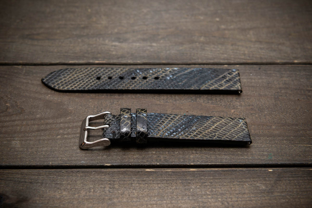 Obsidian Drift – Handmade Lizard Leather Watch Strap
