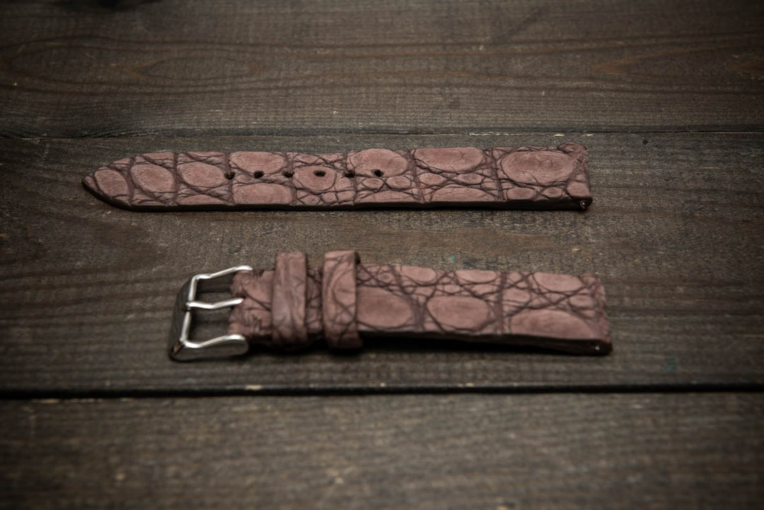 Mauve Ash Alligator Leather Watch Strap – Handmade in Finland, Limited Edition
