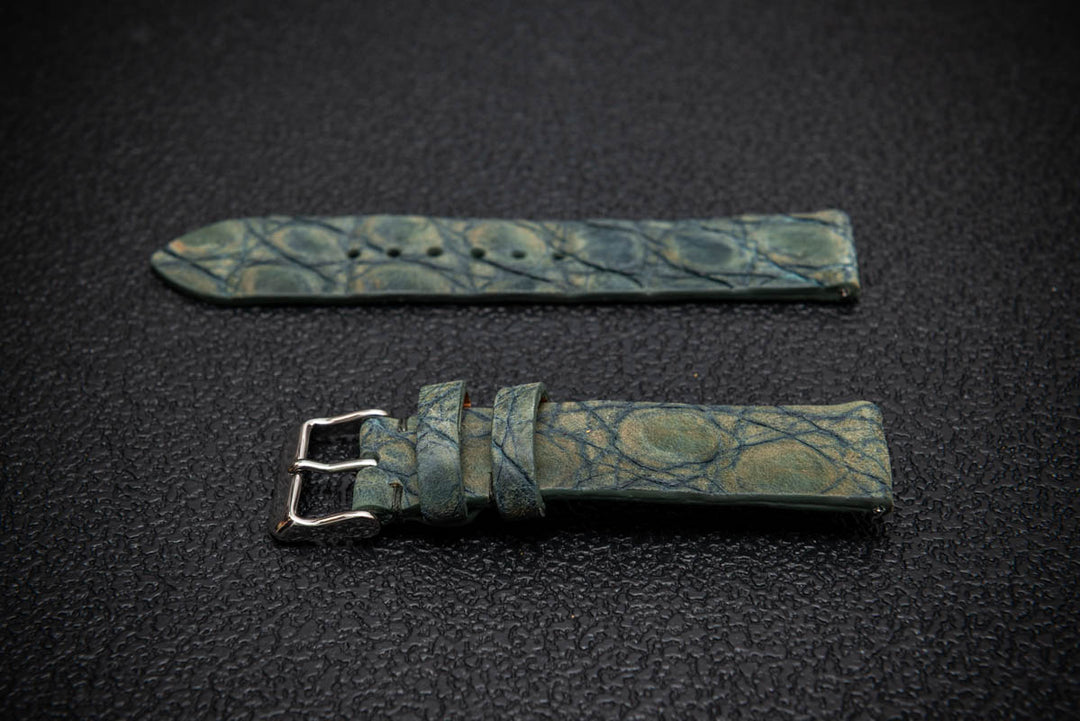 Verdant Patina Alligator Leather Watch Strap – Handmade in Finland, Limited Edition