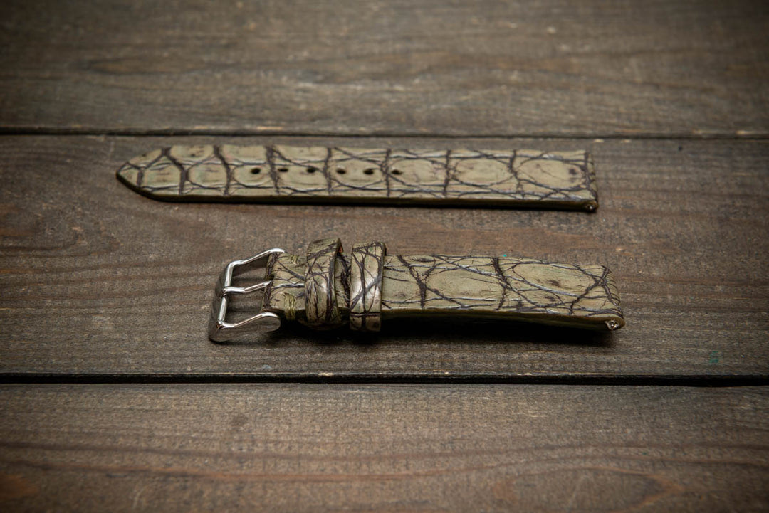 Olive Dusk Alligator Leather Watch Strap – Handmade in Finland, Limited Edition