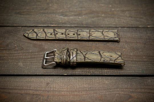 Olive Dusk Alligator Leather Watch Strap – Handmade in Finland, Limited Edition