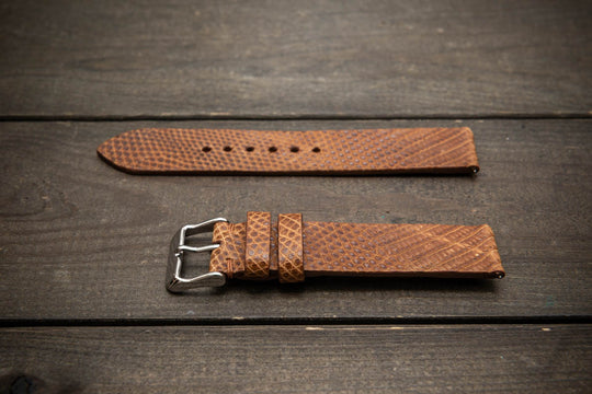 Amber Scale – Handmade Lizard Leather Watch Strap
