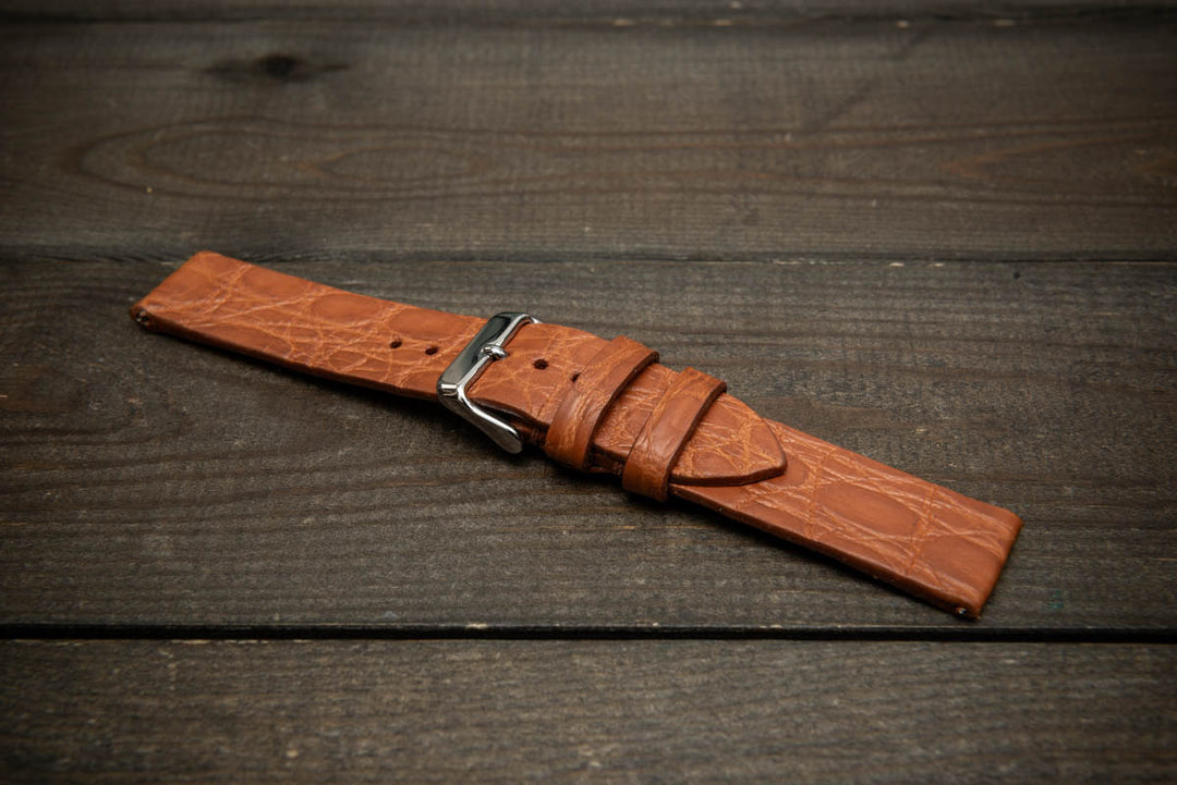Cognac Flame Alligator Leather Watch Strap – Handmade in Finland, Limited Edition