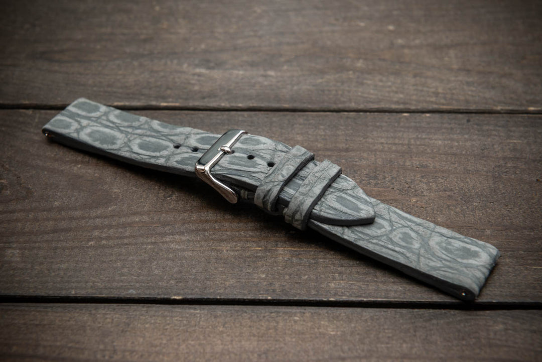 Steel Mist – Handmade Alligator Leather Watch Strap
