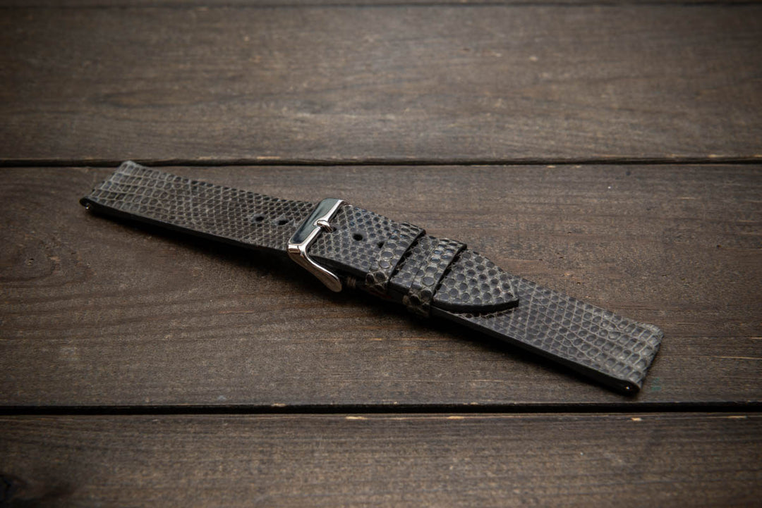 Storm Grey – Handmade Lizard Leather Watch Strap
