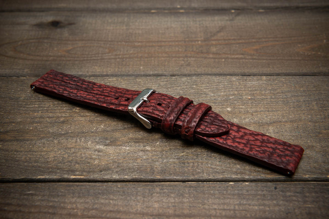 Garnet Reef – Handmade Shark Leather Watch Strap
