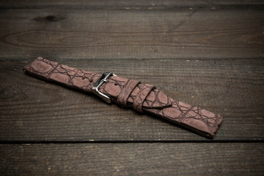 Mauve Ash Alligator Leather Watch Strap – Handmade in Finland, Limited Edition
