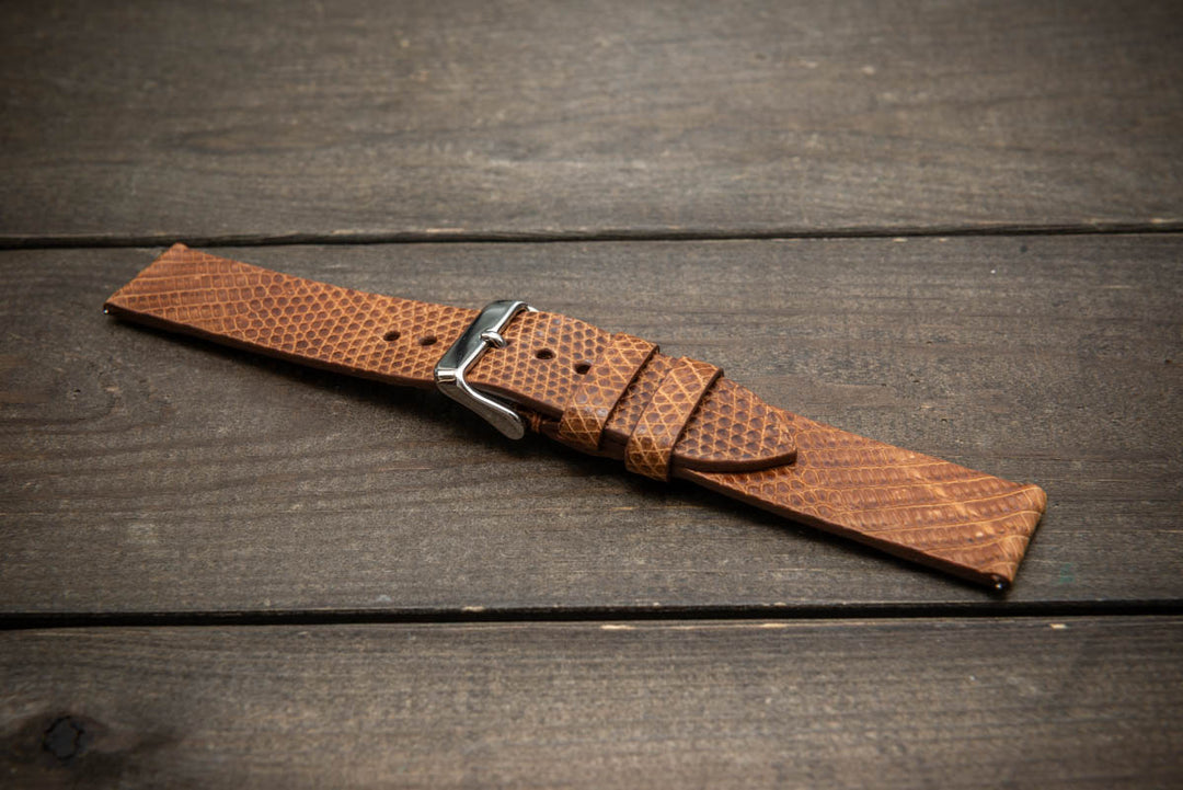 Amber Scale – Handmade Lizard Leather Watch Strap
