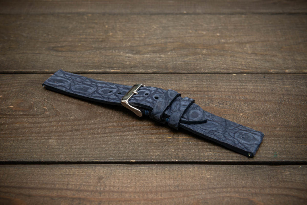 Midnight Blue Alligator Leather Watch Strap – Handmade in Finland, Limited Edition