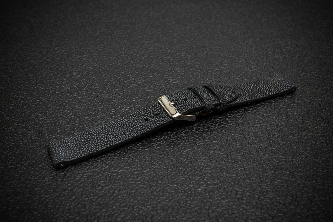 Black Stingray Leather Watch Strap – Handmade in Finland, Rare & Durable