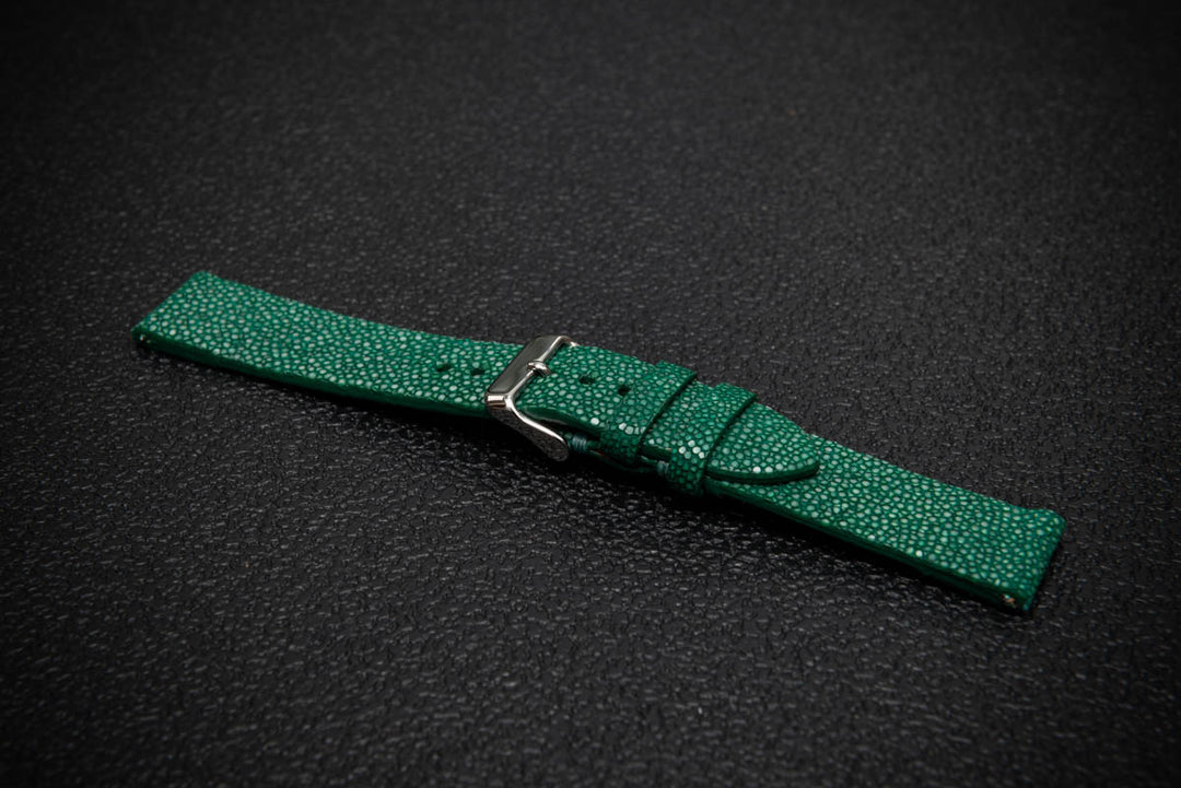 Emerald Green Stingray Leather Watch Strap – Handmade in Finland

