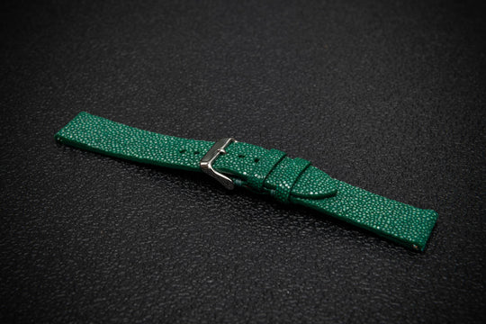 Emerald Green Stingray Leather Watch Strap – Handmade in Finland
