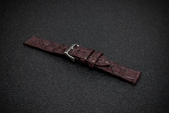 Bordeaux Alligator Leather Watch Strap – Handmade in Finland, Limited Edition