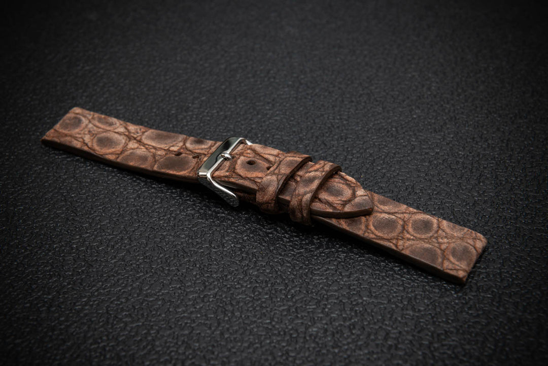 Vintage Ash Alligator Leather Watch Strap – Handmade in Finland, Limited Edition