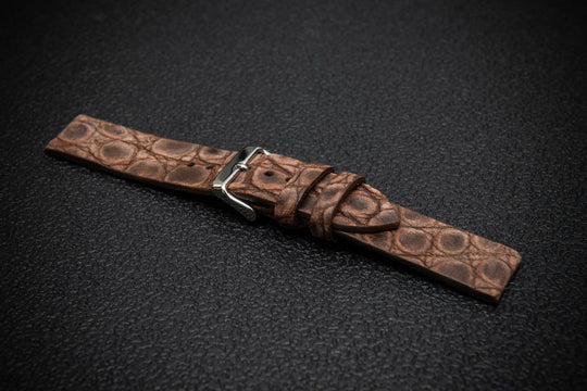 Vintage Ash Alligator Leather Watch Strap – Handmade in Finland, Limited Edition