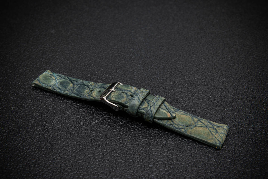 Verdant Patina Alligator Leather Watch Strap – Handmade in Finland, Limited Edition