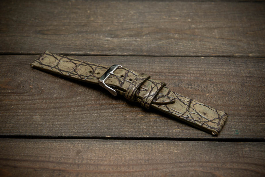 Olive Dusk Alligator Leather Watch Strap – Handmade in Finland, Limited Edition