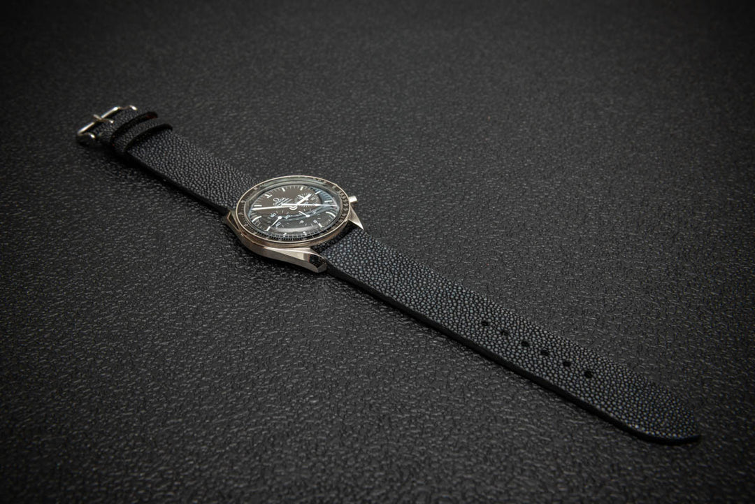 Black Stingray Leather Watch Strap – Handmade in Finland, Rare & Durable