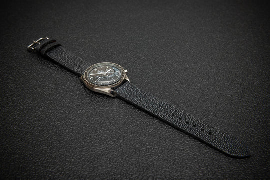 Black Stingray Leather Watch Strap – Handmade in Finland, Rare & Durable