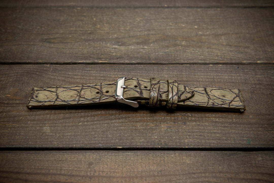 Olive Dusk Alligator Leather Watch Strap – Handmade in Finland, Limited Edition