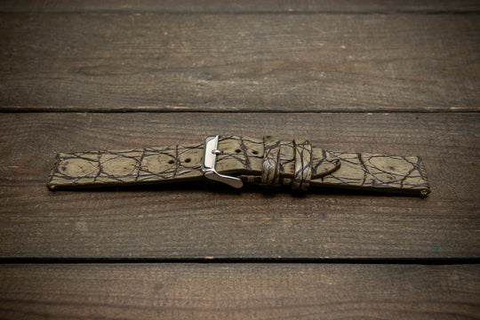 Olive Dusk Alligator Leather Watch Strap – Handmade in Finland, Limited Edition