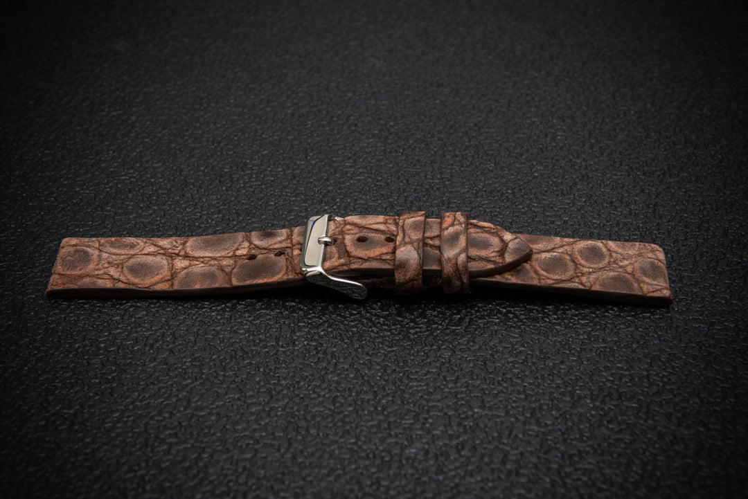 Vintage Ash Alligator Leather Watch Strap – Handmade in Finland, Limited Edition
