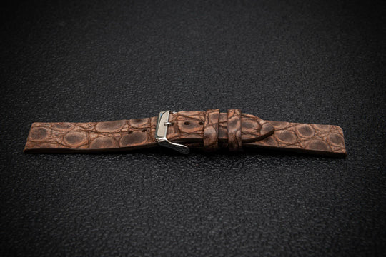 Vintage Ash Alligator Leather Watch Strap – Handmade in Finland, Limited Edition