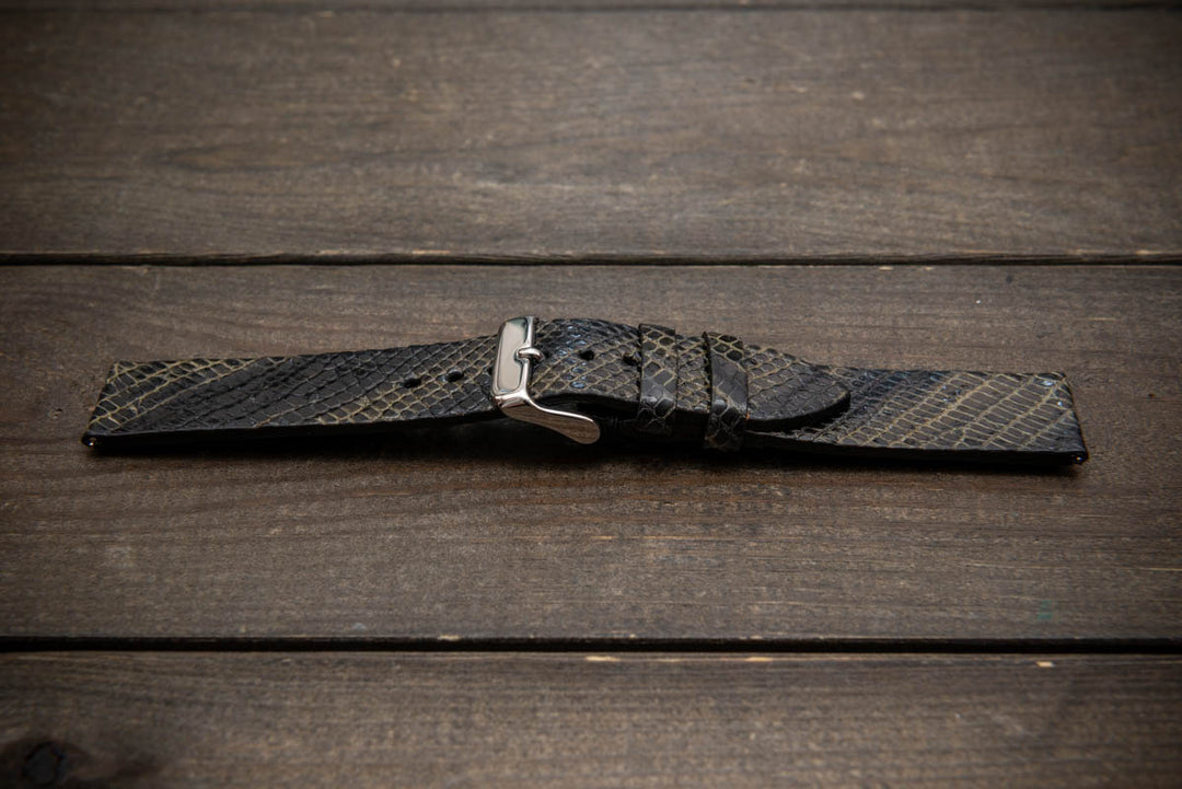 Obsidian Drift – Handmade Lizard Leather Watch Strap
