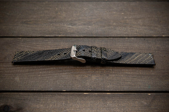 Obsidian Drift – Handmade Lizard Leather Watch Strap
