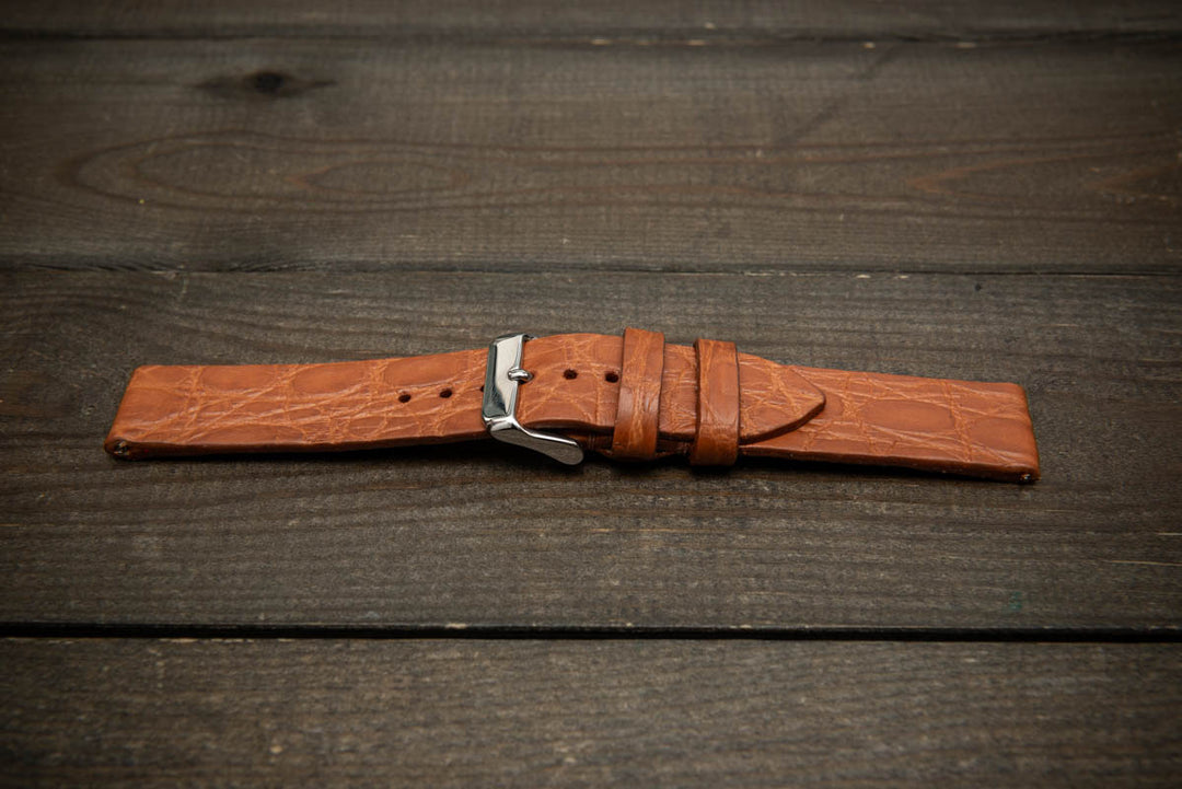 Cognac Flame Alligator Leather Watch Strap – Handmade in Finland, Limited Edition