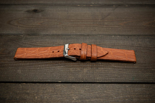 Cognac Flame Alligator Leather Watch Strap – Handmade in Finland, Limited Edition