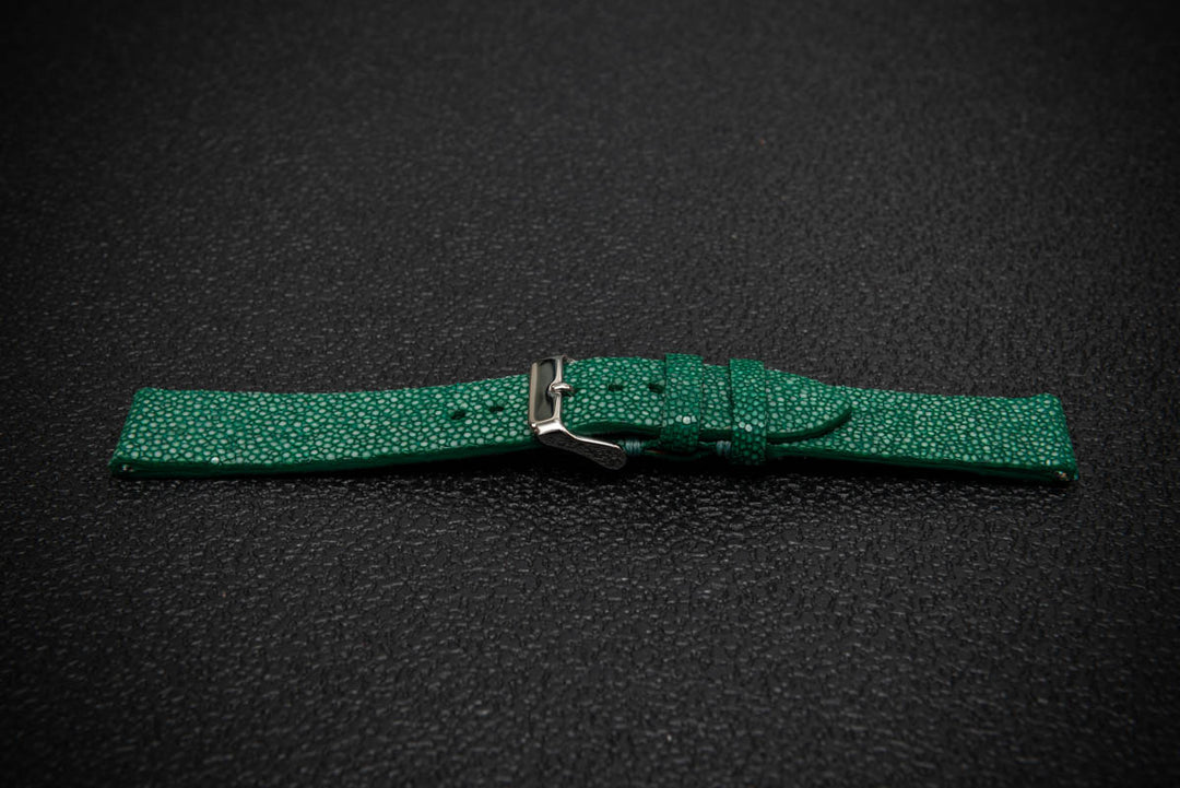 Emerald Green Stingray Leather Watch Strap – Handmade in Finland
