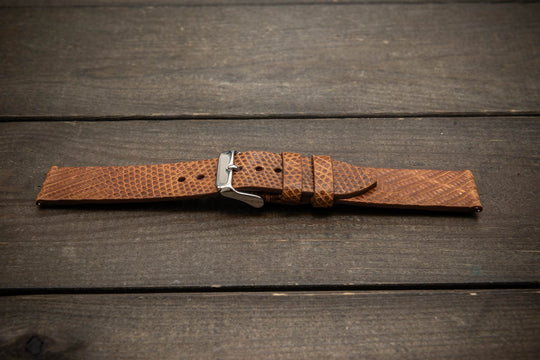 Amber Scale – Handmade Lizard Leather Watch Strap
