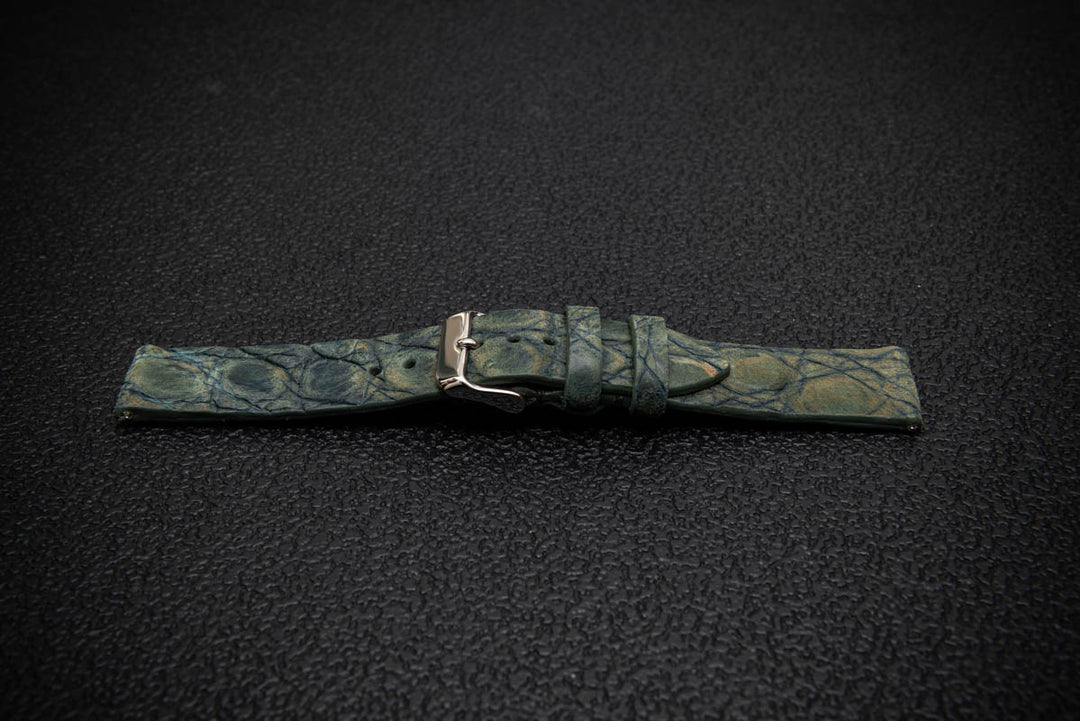 Verdant Patina Alligator Leather Watch Strap – Handmade in Finland, Limited Edition
