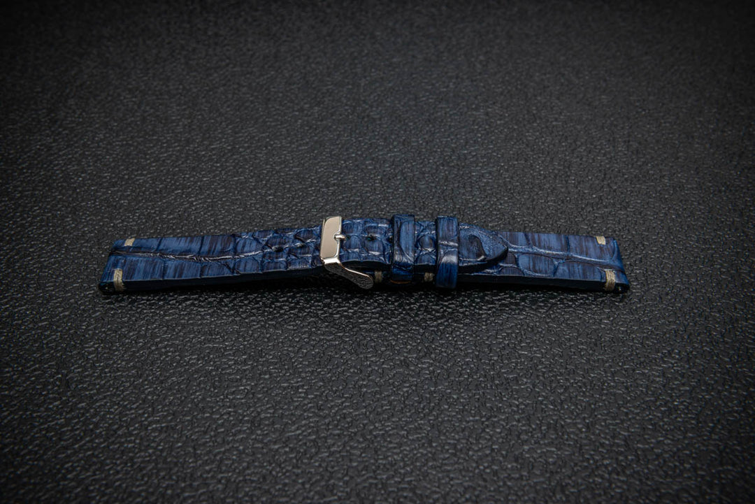 Sapphire Night Artisan Alligator Leather Watch Strap – Handmade in Finland, Limited Edition