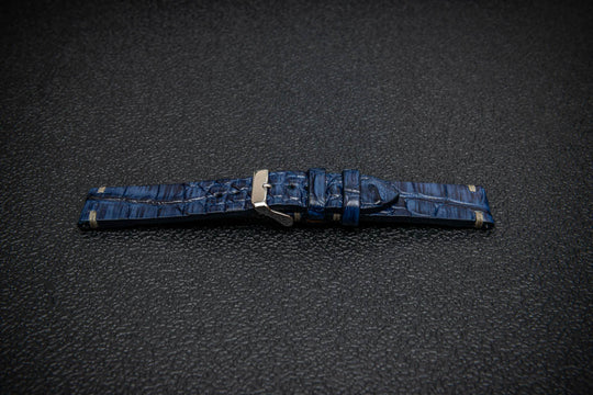 Sapphire Night Artisan Alligator Leather Watch Strap – Handmade in Finland, Limited Edition