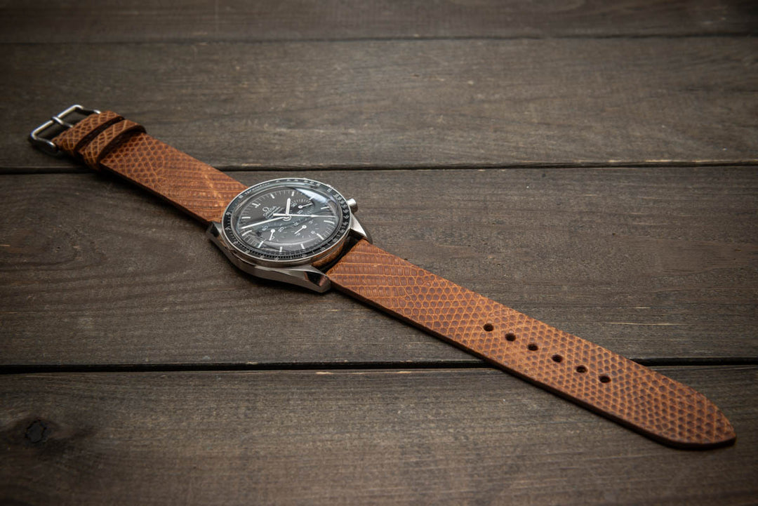 Amber Scale – Handmade Lizard Leather Watch Strap
