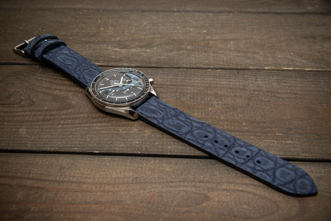 Midnight Blue Alligator Leather Watch Strap – Handmade in Finland, Limited Edition