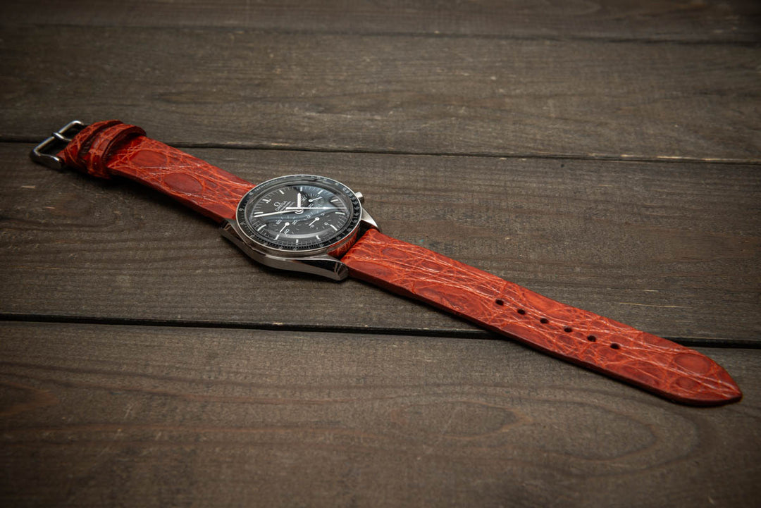 Rust Ember – Handmade Alligator Leather Watch Strap
