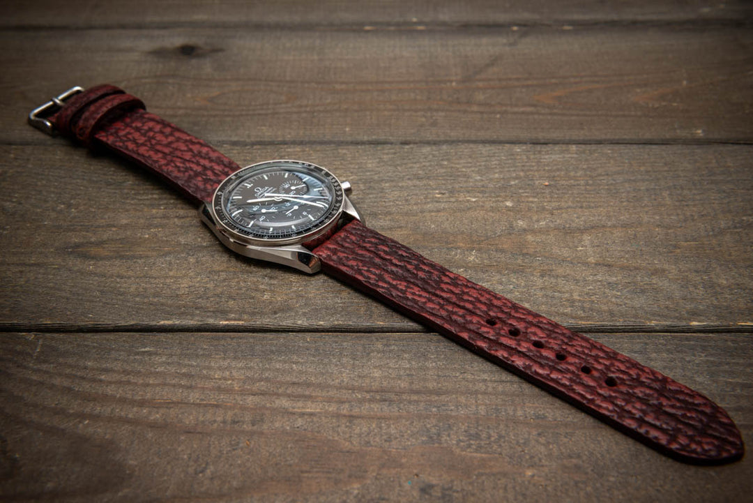 Garnet Reef – Handmade Shark Leather Watch Strap
