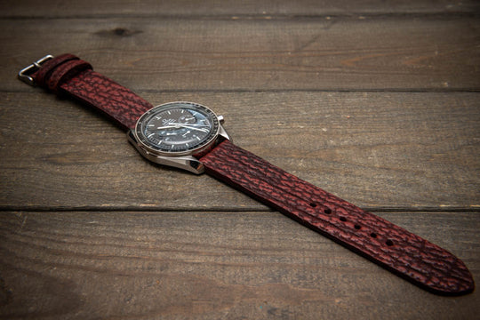 Garnet Reef – Handmade Shark Leather Watch Strap
