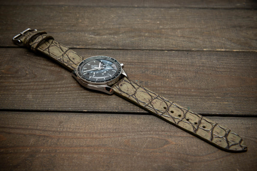 Olive Dusk Alligator Leather Watch Strap – Handmade in Finland, Limited Edition