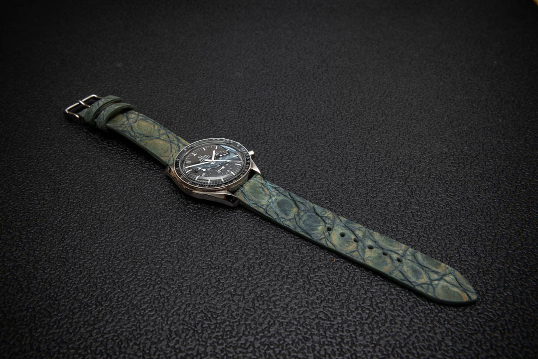 Verdant Patina Alligator Leather Watch Strap – Handmade in Finland, Limited Edition
