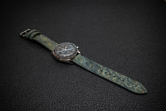 Verdant Patina Alligator Leather Watch Strap – Handmade in Finland, Limited Edition