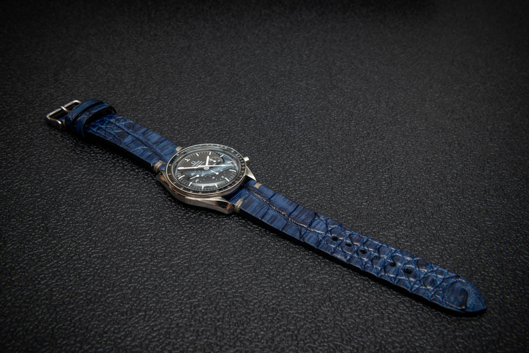 Sapphire Night Artisan Alligator Leather Watch Strap – Handmade in Finland, Limited Edition