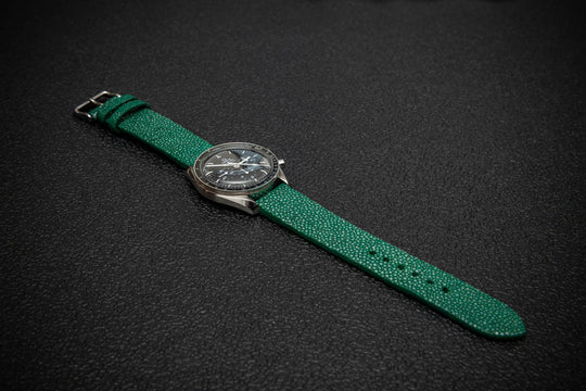 Emerald Green Stingray Leather Watch Strap – Handmade in Finland
