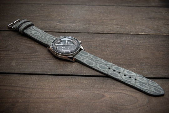 Steel Mist – Handmade Alligator Leather Watch Strap
