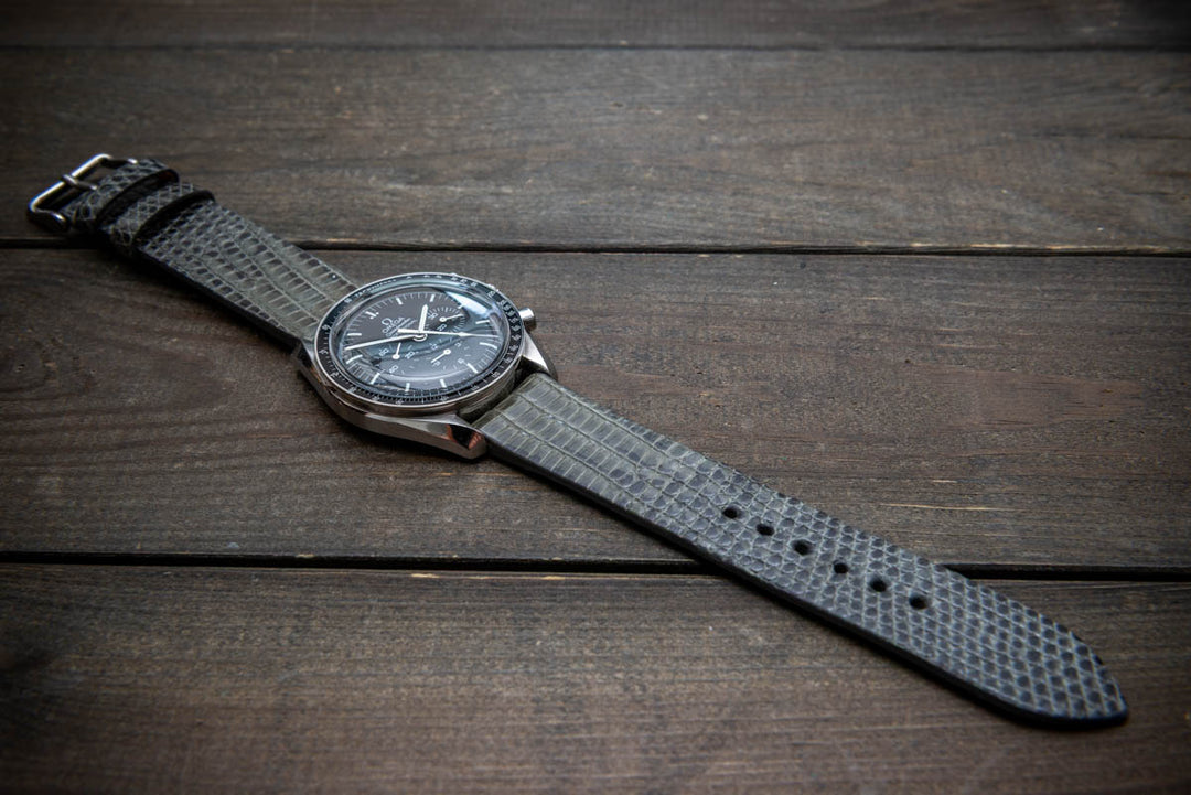 Slate Scale – Handmade Lizard Leather Watch Strap
